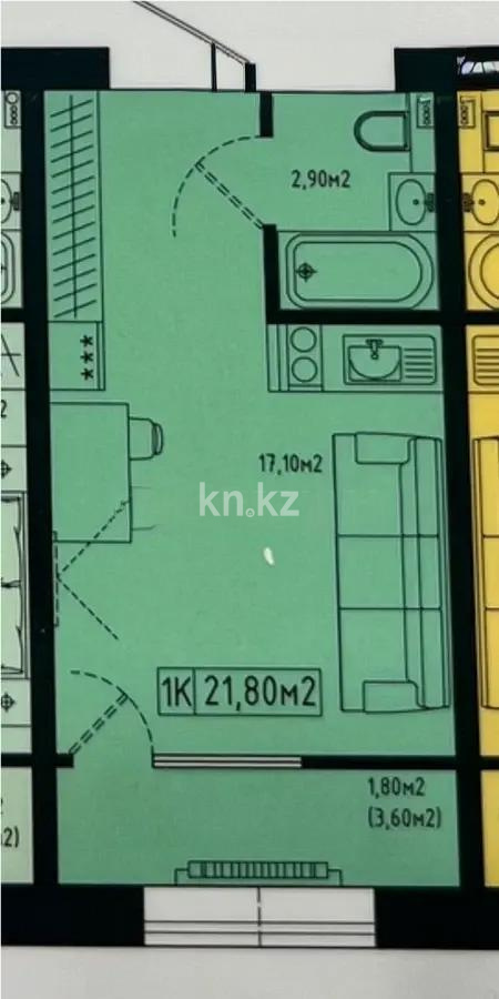 Продажа 1-комнатной квартиры, 21 м², ул. Кургальжинское шоссе, дом  37 - Продажа квартир в Астане фото 1 из 1