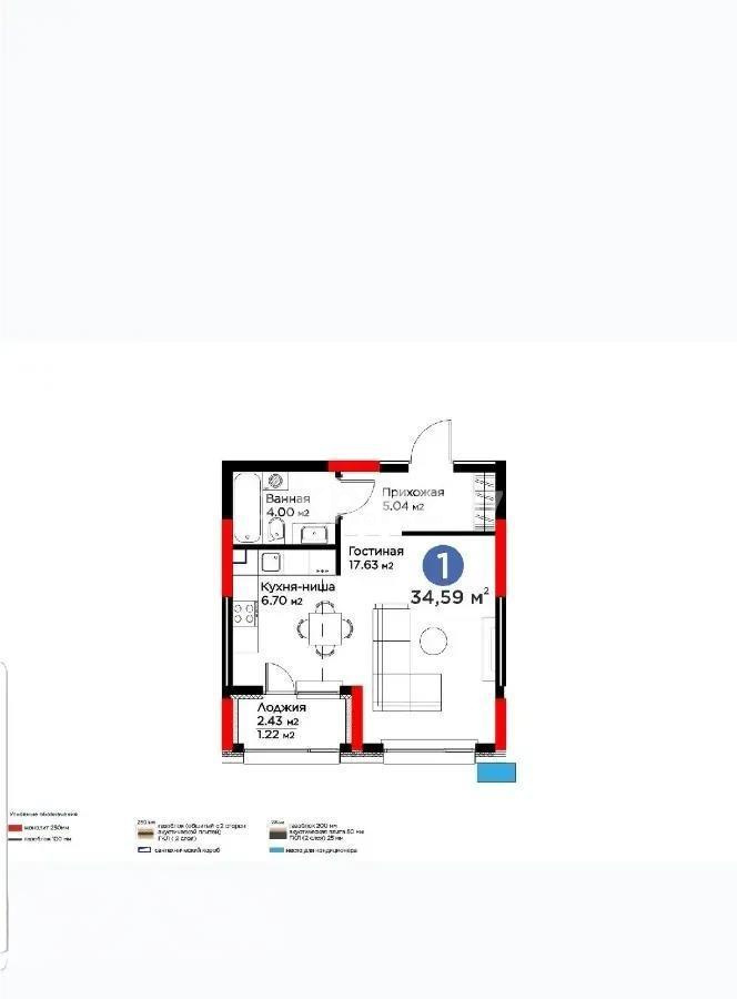 Продажа 1-комнатной квартиры, 35 м², пр. Туран, дом  57/1 - Продажа квартир в Астане без посредников фото 1 из 1