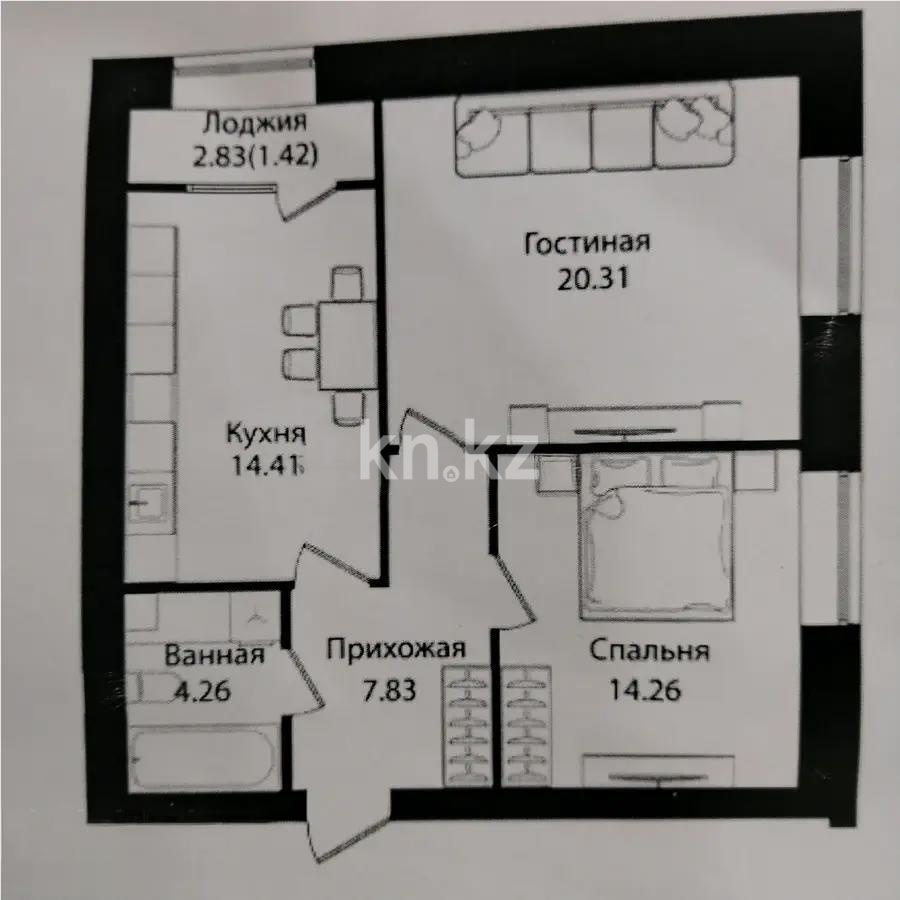Продажа 2-комнатной квартиры, 62.49 м², ул. Айтматова, дом  79/1 в Астане