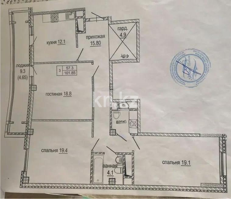 Продажа 3-комнатной квартиры, 102 м², ул. Нажимеденова, дом  37 - Продажа квартир без посредников в Астане фото 6 из 6