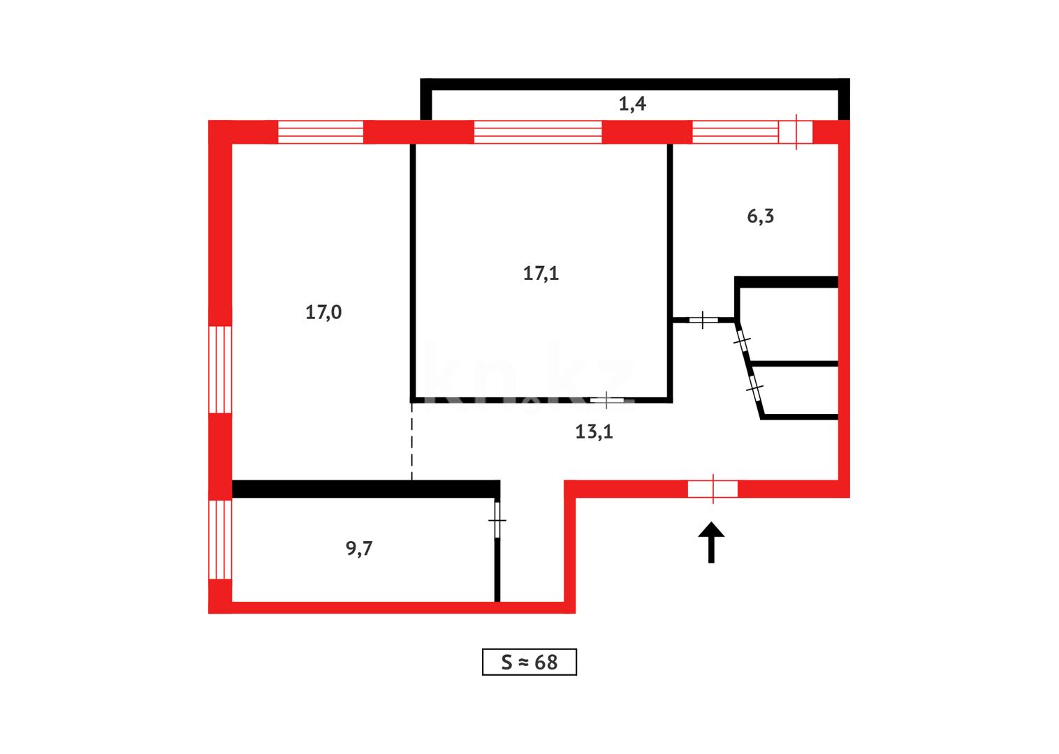 Продажа 3-комнатной квартиры, 68 м², ул. Абая - Продажа квартир в Темиртау фото 8 из 8