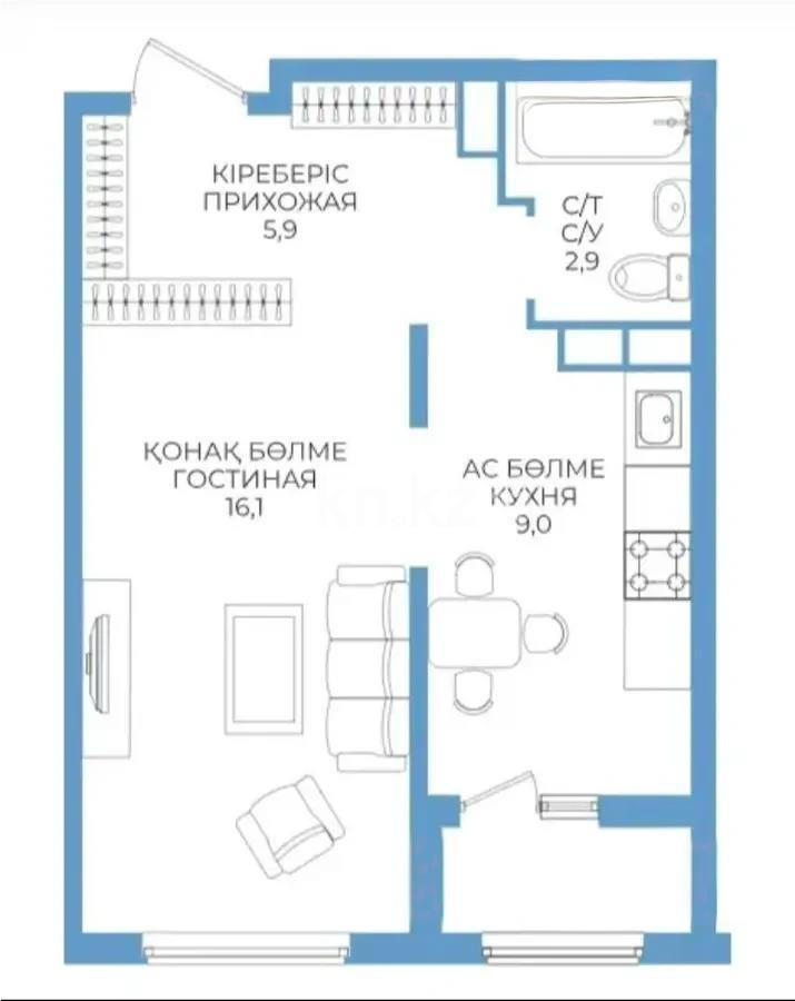 Продажа 1-комнатной квартиры, 35 м² - Продажа квартир в Алматы фото 1 из 1