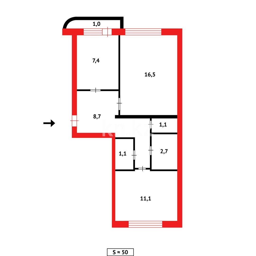 Продажа 2-комнатной квартиры, 50 м² в Караганде - фото 16