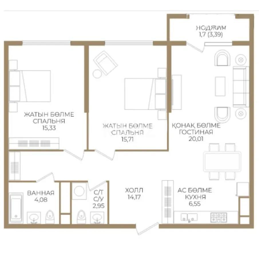 Продажа 3-комнатной квартиры, 80.5 м², ул. Сатпаева, дом  90а/1 - Продажа  трехкомнатных квартир в новостройках Алматы без посредников фото 1 из 1