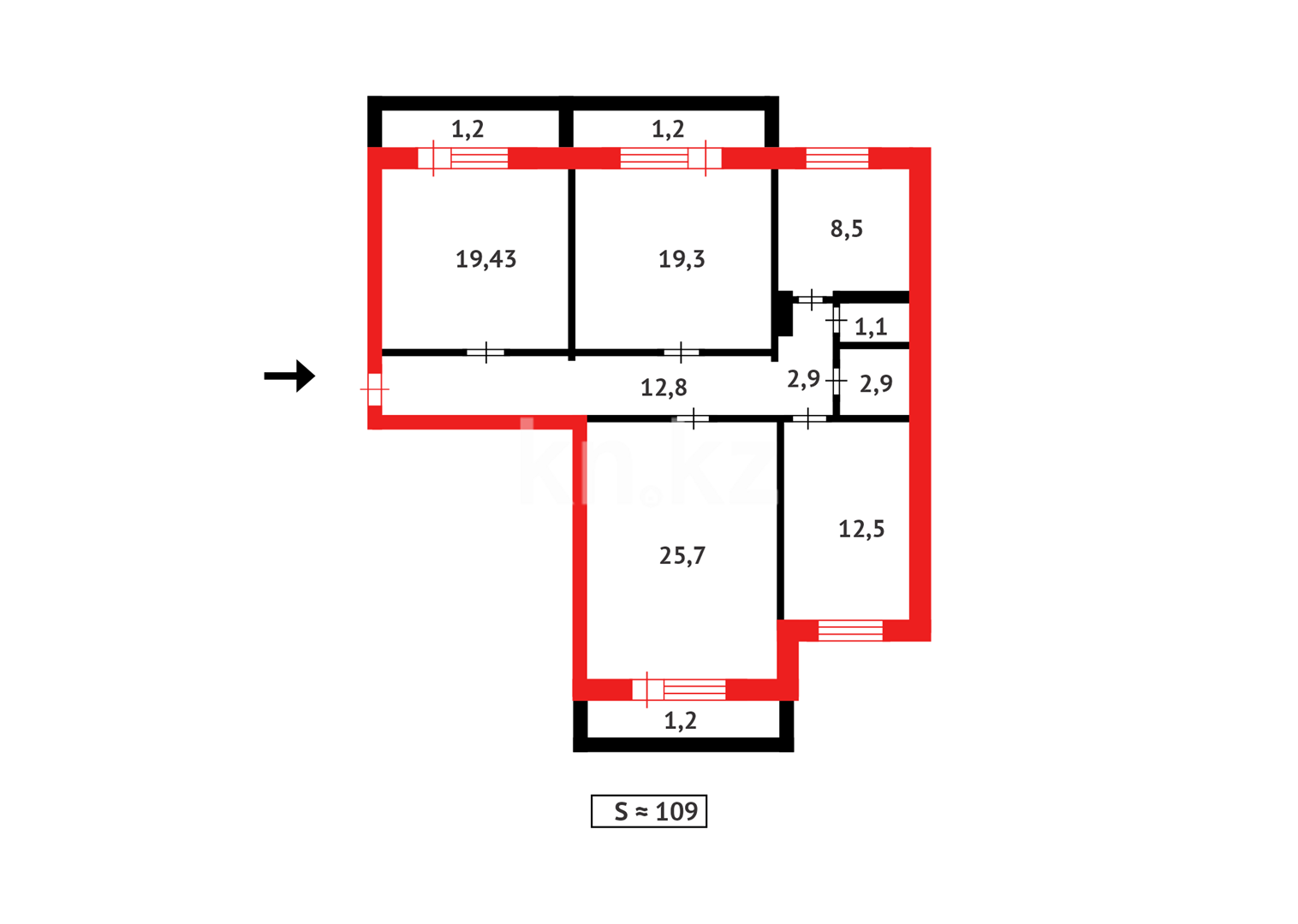 Продажа 4-комнатной квартиры, 108 м², пр. Республики - Продажа квартир в Темиртау фото 19 из 19