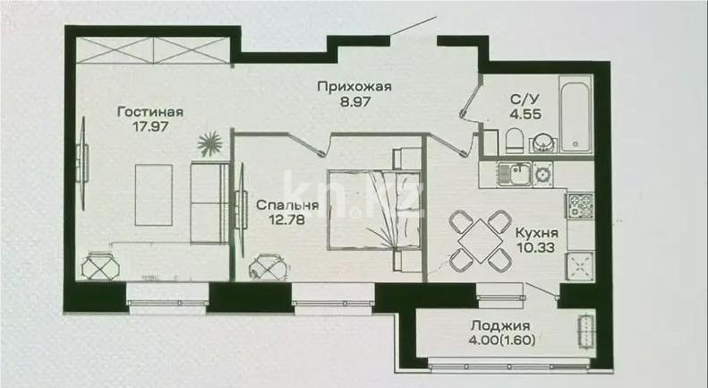 Продажа 2-комнатной квартиры, 56.2 м² в Астане