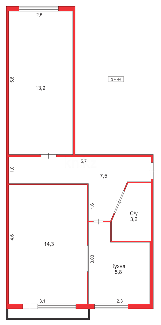 Продажа 2-комнатной квартиры, 43 м² - Продажа квартир в Караганде - страница 57 фото 8 из 8
