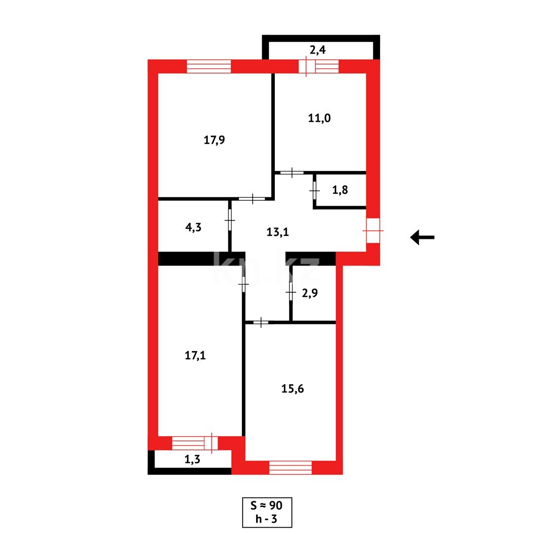 Продажа 3-комнатной квартиры, 90 м² в Караганде - фото 18