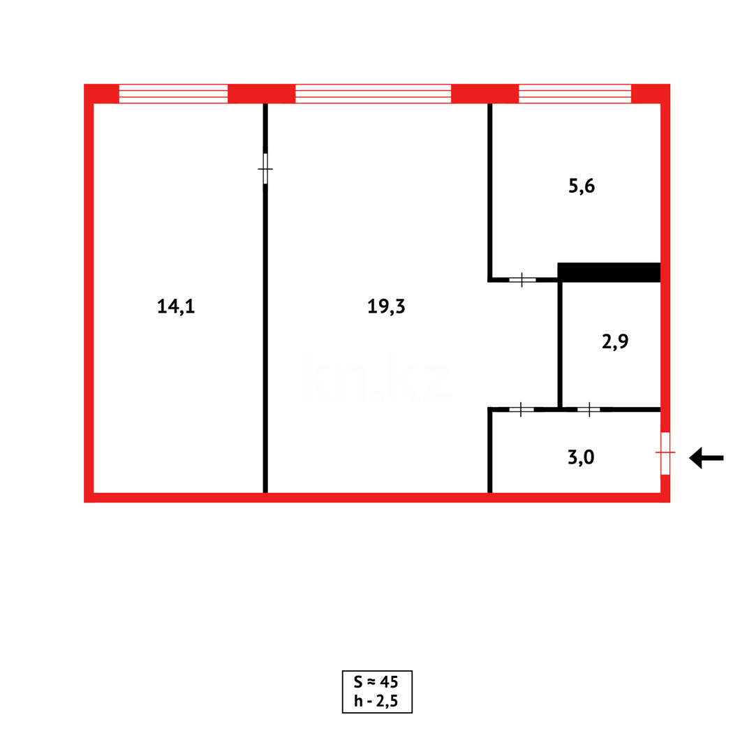 Продажа 2-комнатной квартиры, 46 м² - Продажа двухкомнатных квартир в Караганде фото 10 из 10