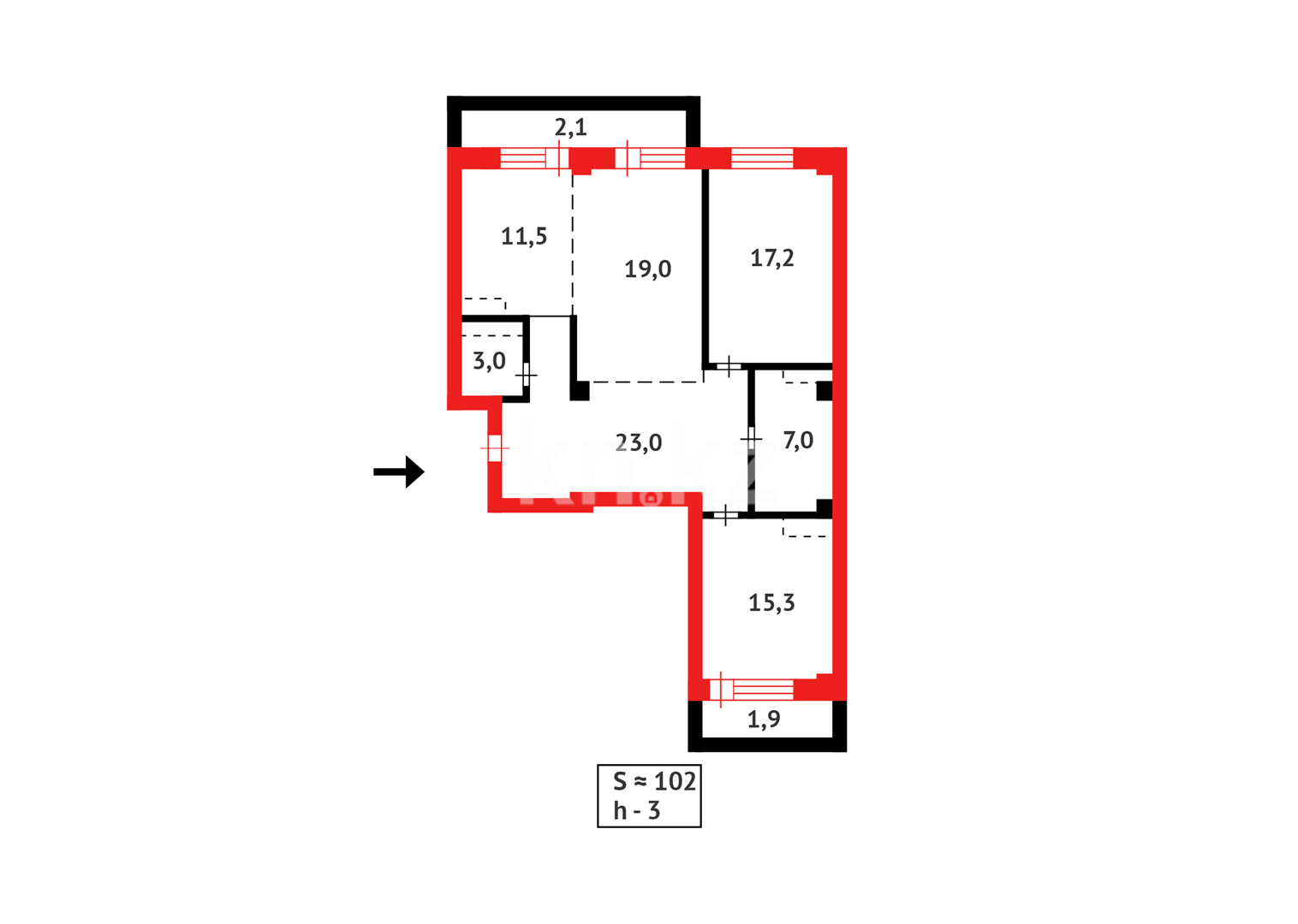 Продажа 3-комнатной квартиры, 102.4 м², пр. Кабанбай батыра в Астане - фото 10