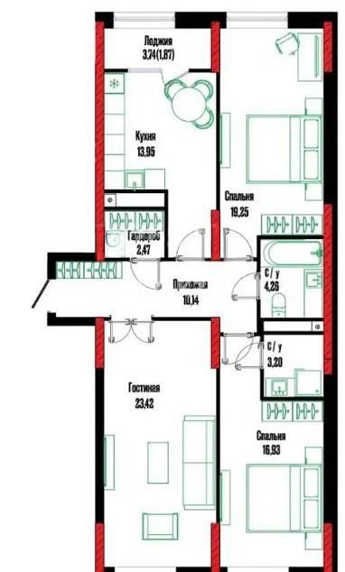 Продажа 3-комнатной квартиры, 95 м² в Астане