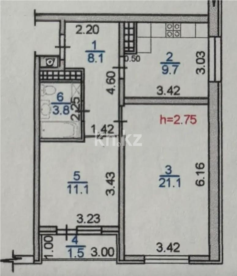 Продажа 2-комнатной квартиры, 55.3 м² в Алматы - фото 6
