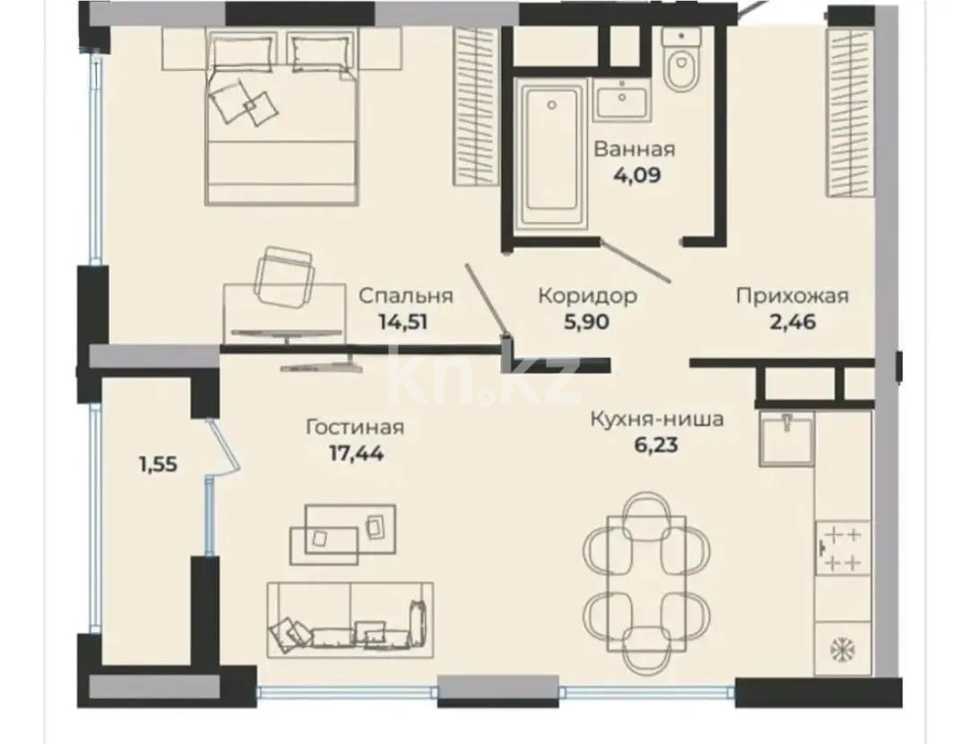 Продажа 2-комнатной квартиры, 54 м², ул. Сыганак, дом  28 - Продажа квартир в Астане без посредников фото 4 из 4