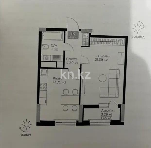 Продажа 1-комнатной квартиры, 44.7 м² - Продажа квартир в Астане - страница 41 фото 4 из 4