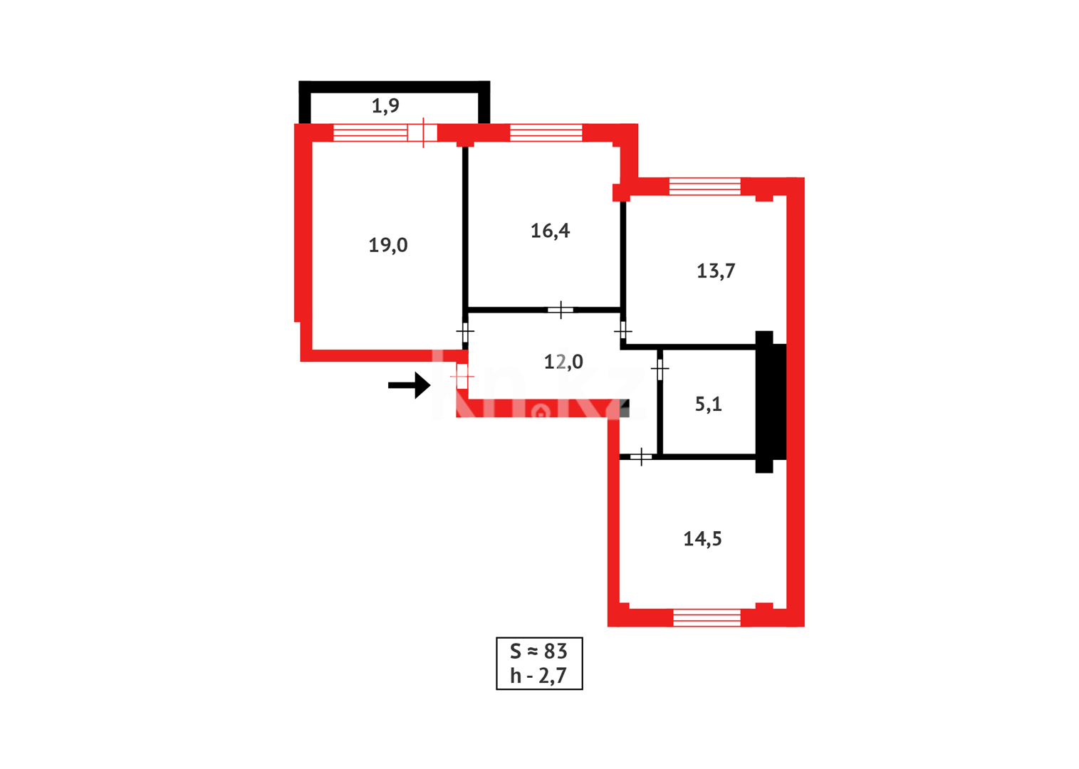 Продажа 3-комнатной квартиры, 82 м², ул. Сарыарка, дом  19 - Продажа квартир в Караганде фото 8 из 8