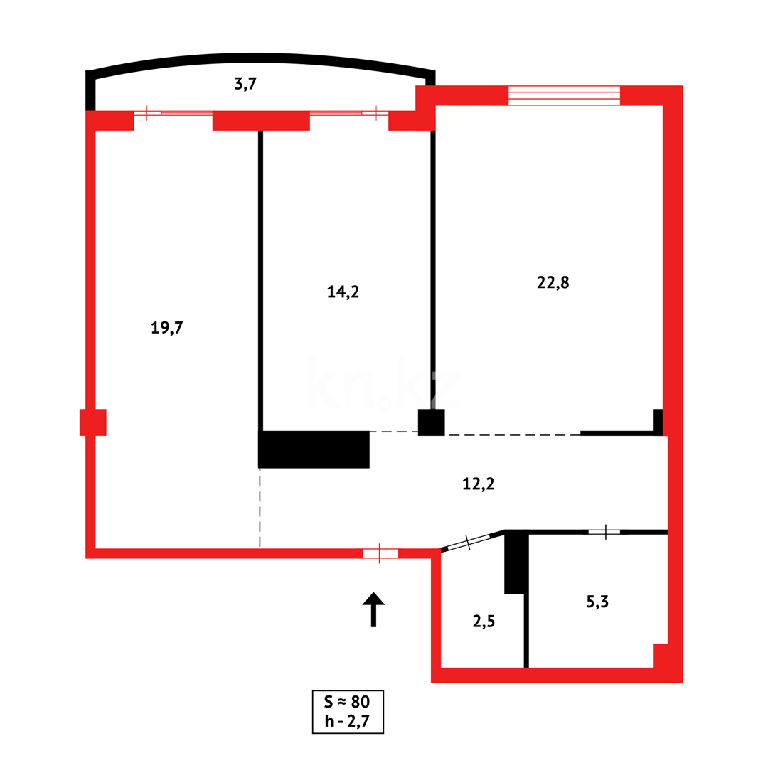 Продажа 2-комнатной квартиры, 80 м², пр. Республики - Продажа  двухкомнатных квартир в Караганде фото 15 из 15