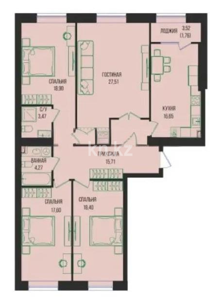 Продажа 4-комнатной квартиры, 124.27 м², ул. Серкебаева, дом  49 - Продажа  четырехкомнатных квартир в новостройках Астаны фото 1 из 1