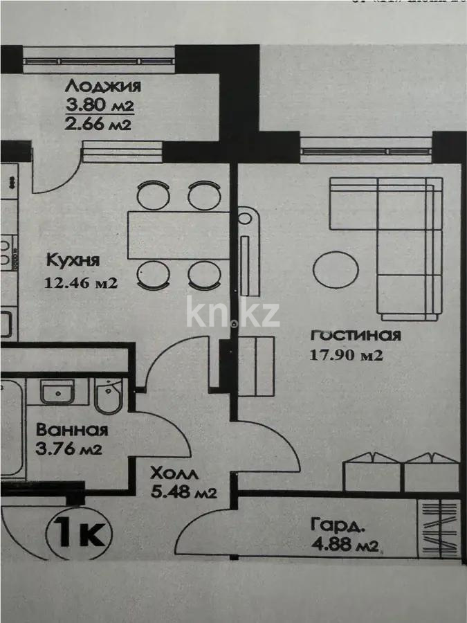Продажа 1-комнатной квартиры, 47 м², ул. Нажимеденова, дом  29 стр - Продажа квартир в Астане без посредников с фото фото 1 из 1