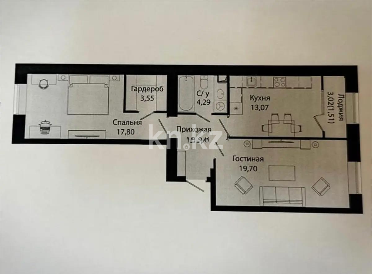 Продажа 2-комнатной квартиры, 65.78 м², ул. Нажимеденова, дом  28 - Продажа  двухкомнатных квартир в Астане с фото фото 1 из 1