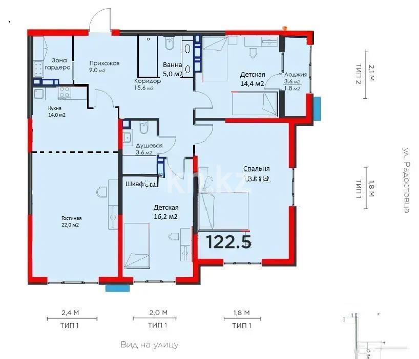 Продажа 4-комнатной квартиры, 123.5 м², ул. Розыбакиева, дом  336 - Продажа  четырехкомнатных квартир в Алматы с фото фото 1 из 1