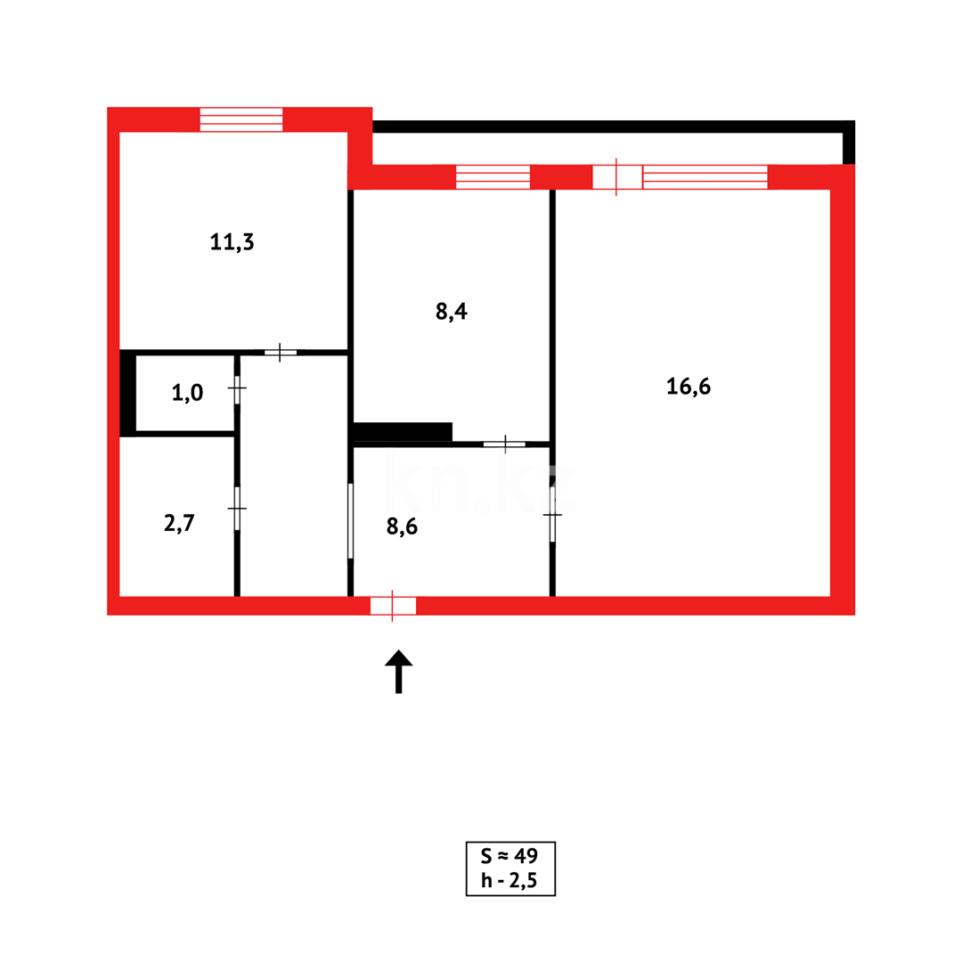 Продажа 2-комнатной квартиры, 49 м², мкр-н Мамраева (Восток-5) - Продажа  двухкомнатных квартир в Караганде фото 11 из 11