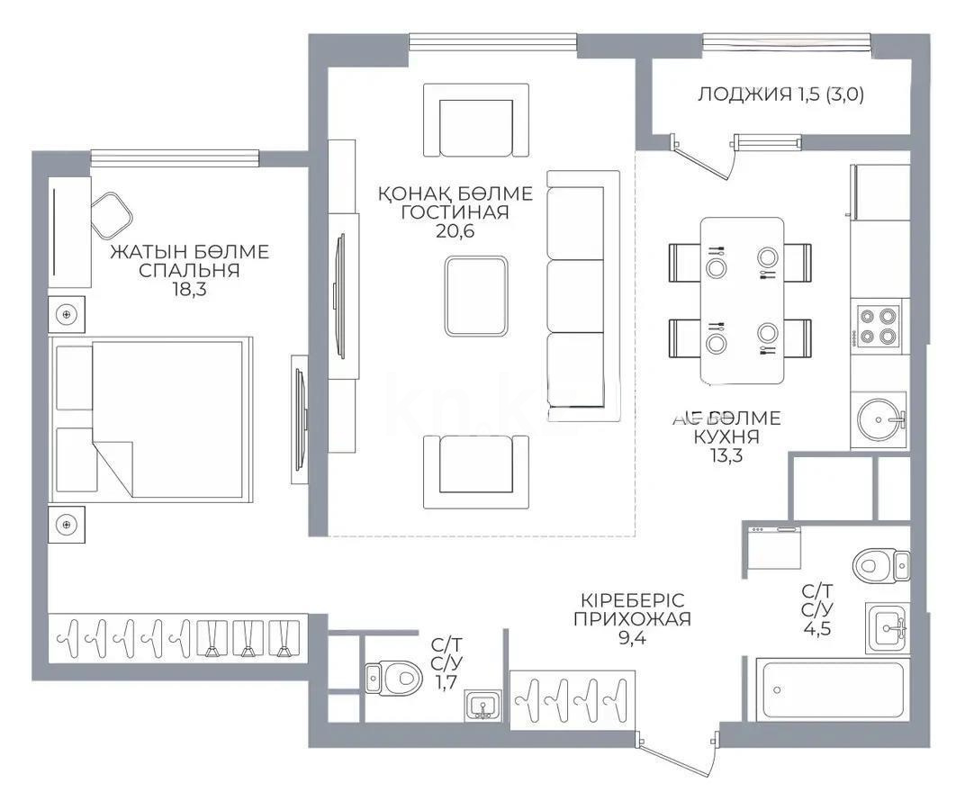 Продажа 2-комнатной квартиры, 70 м², ул. Сатпаева, дом  90/55б - Продажа  двухкомнатных квартир в Алматы без посредников фото 1 из 1