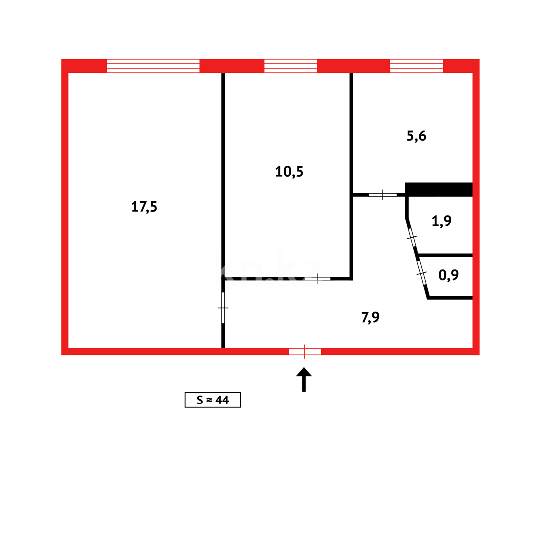 Продажа 2-комнатной квартиры, 44 м² - Продажа двухкомнатных квартир в Темиртау - страница 5 фото 10 из 10