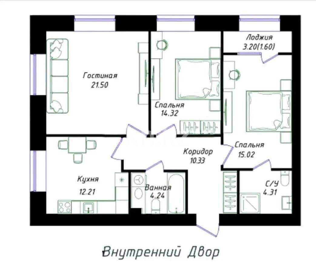 Продажа 3-комнатной квартиры, 85 м² в Астане
