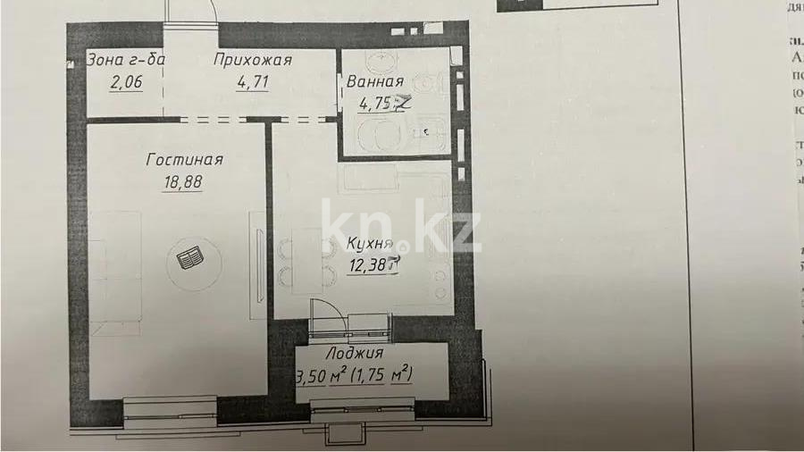 Продажа 1-комнатной квартиры, 44.54 м², ул. Калдаякова, дом  14 стр - Продажа квартир в Астане без посредников фото 1 из 1