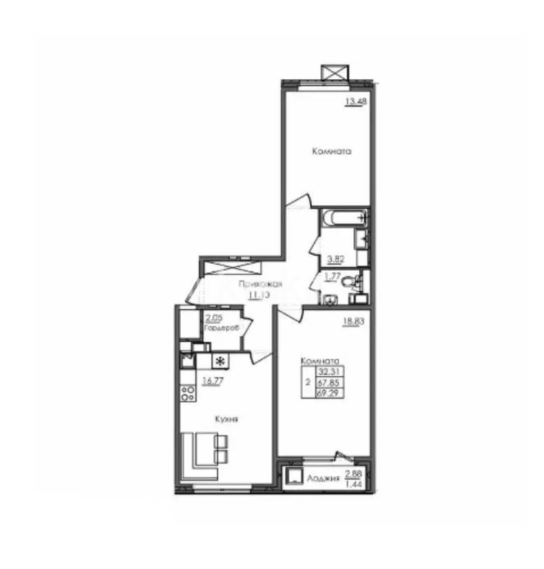 Продажа 2-комнатной квартиры, 70 м² в Астане