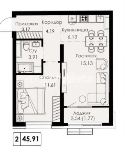 Продажа 2-комнатной квартиры, 46 м² - Продажа квартир в Алматы - страница 3 фото 1 из 1