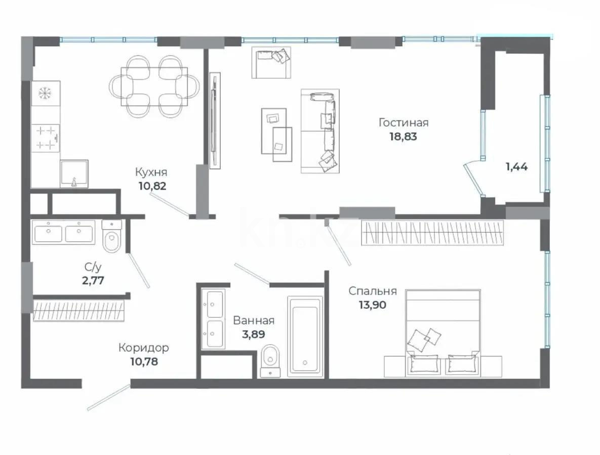 Продажа 2-комнатной квартиры, 62.43 м², ул. Сыганак, дом  4 стр - Продажа  двухкомнатных квартир в новостройках Астаны без посредников фото 1 из 1