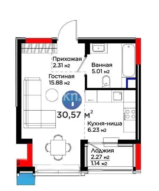 Продажа 1-комнатной квартиры, 30.57 м² - Продажа квартир в Казахстане - страница 21 фото 1 из 1
