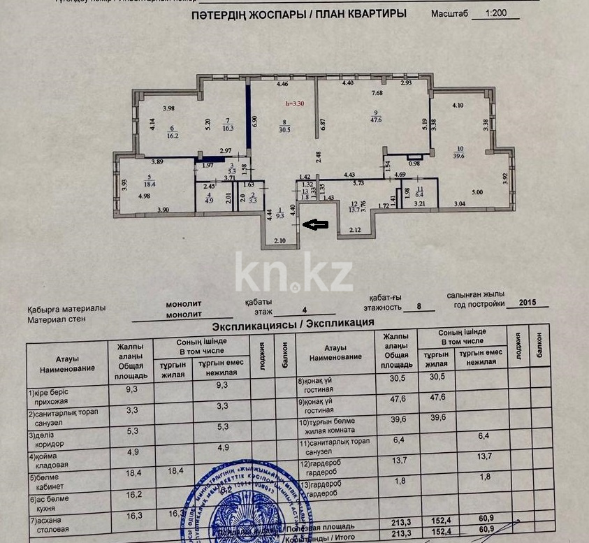 Продажа 4-комнатной квартиры, 213.3 м², ул. Панфилова, дом  12 - ул. Шевченко в Астане - фото 2