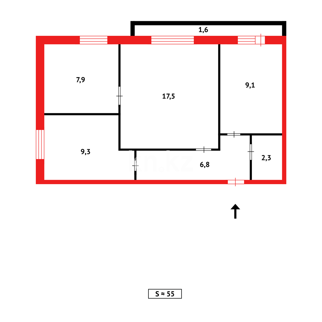 Продажа 3-комнатной квартиры, 54 м² - Продажа квартир в блочном доме в Казахстане - страница 197 фото 11 из 11