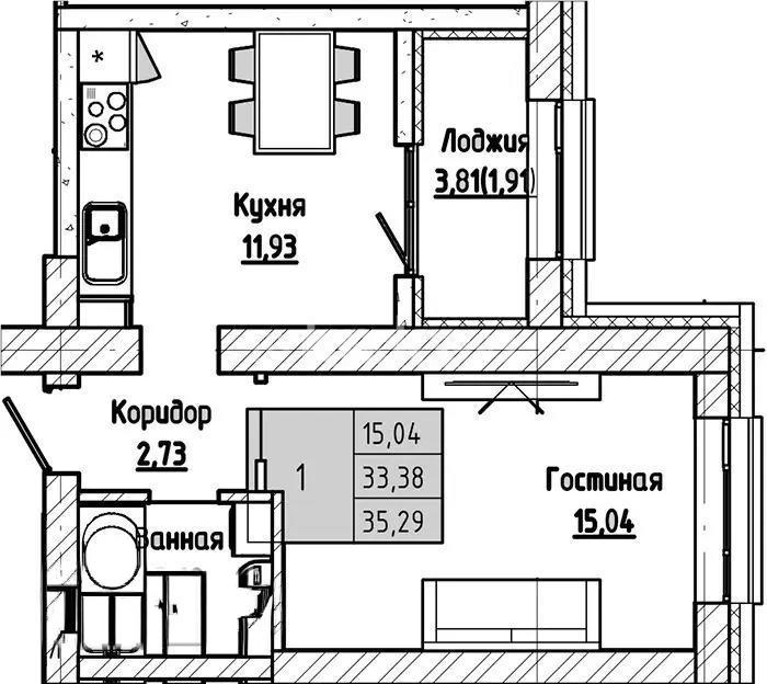 Продажа 1-комнатной квартиры, 36 м², ул. Айтматова, дом  33 стр в Астане