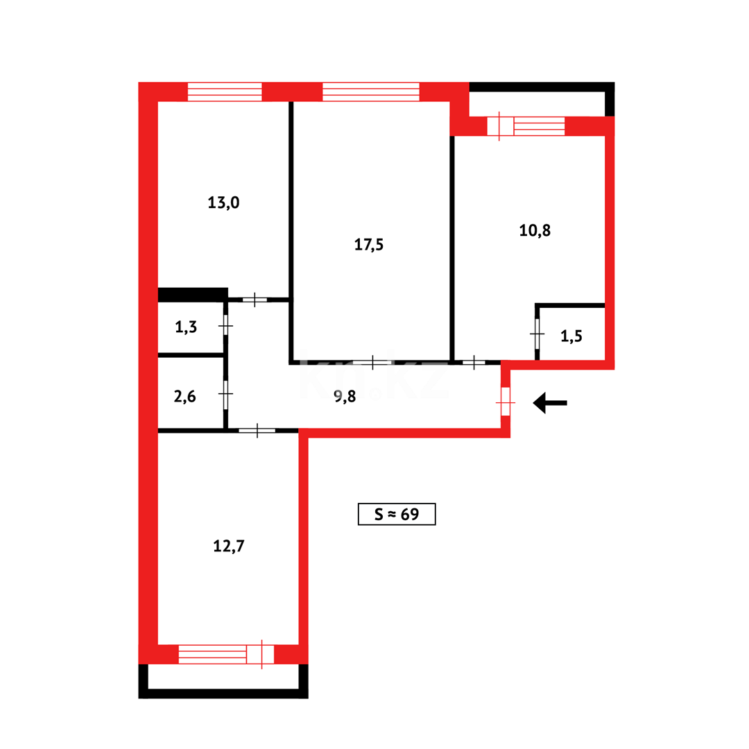 Продажа 3-комнатной квартиры, 70 м² в Темиртау - фото 14