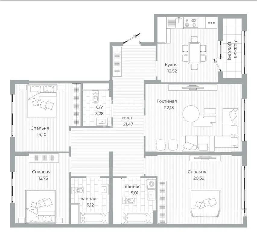 Продажа 4-комнатной квартиры, 118.5 м², пр. Туран, дом  39/2 стр - Продажа квартир в Казахстане фото 4 из 4