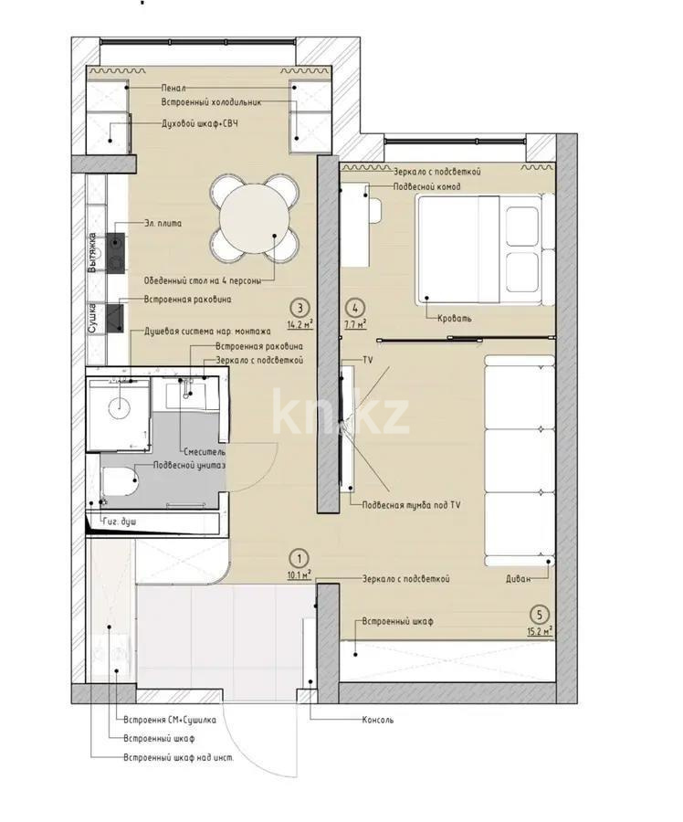 Продажа 2-комнатной квартиры, 51 м² - Продажа  двухкомнатных квартир в новостройках Алматы с фото - страница 4 фото 5 из 5