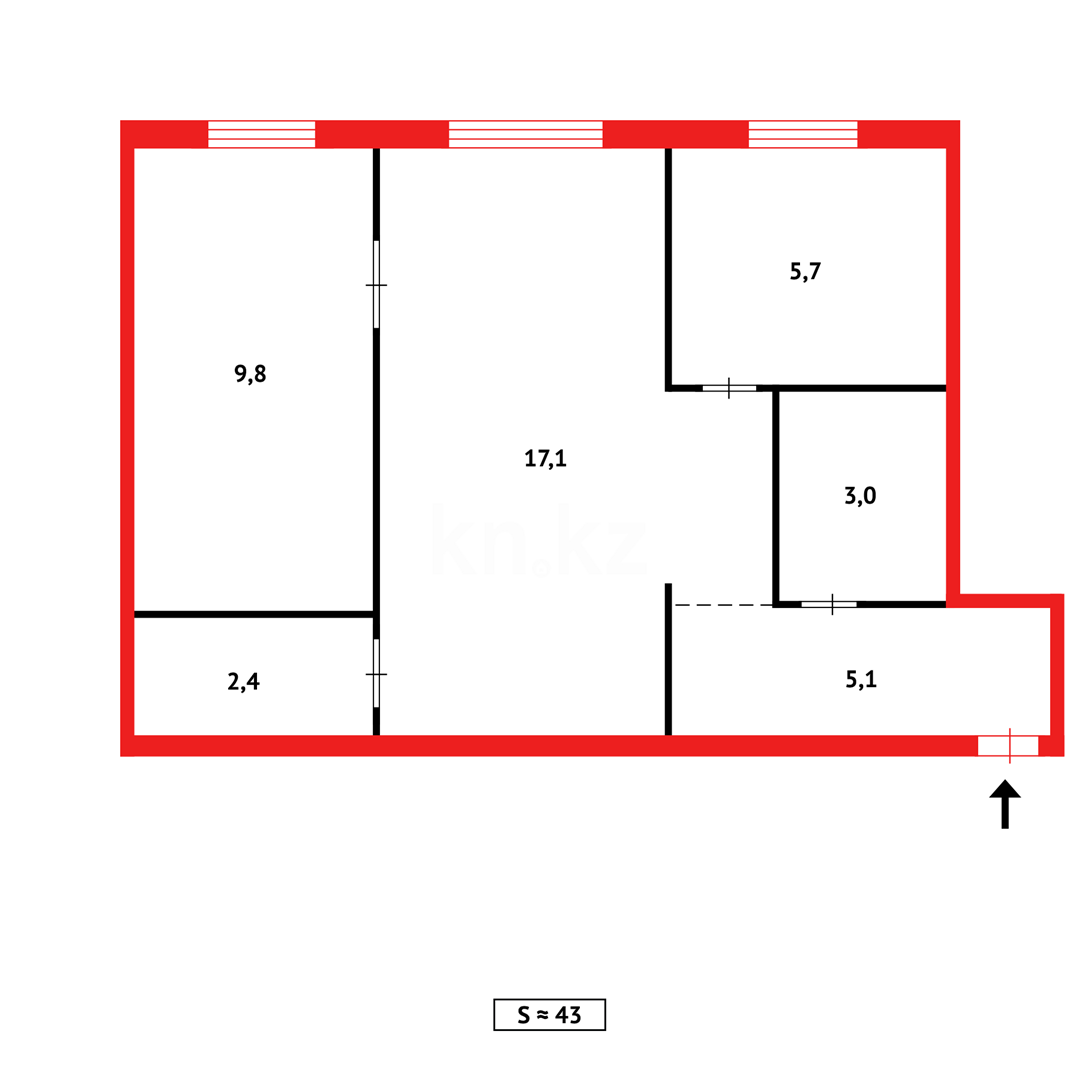 Продажа 2-комнатной квартиры, 43 м², ул. Пичугина, дом  251/1 в Караганде - фото 7