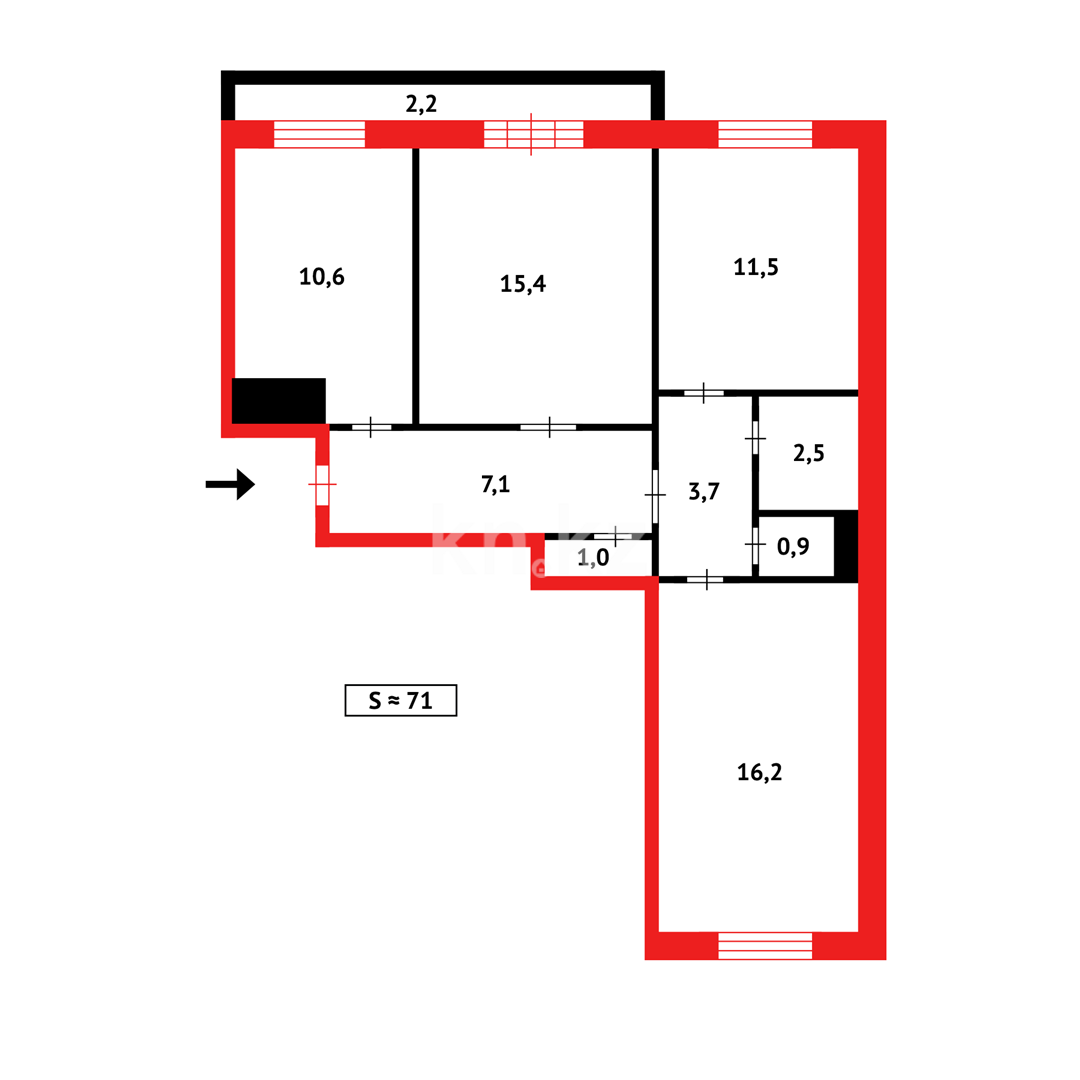Продажа 3-комнатной квартиры, 68 м², ул. Амангельды в Темиртау - фото 15