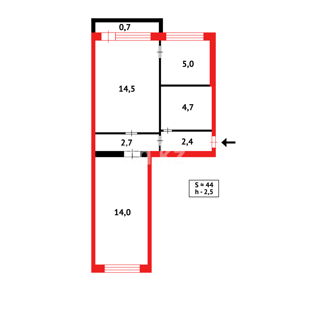 Продажа 2-комнатной квартиры, 43 м² в Караганде - фото 16