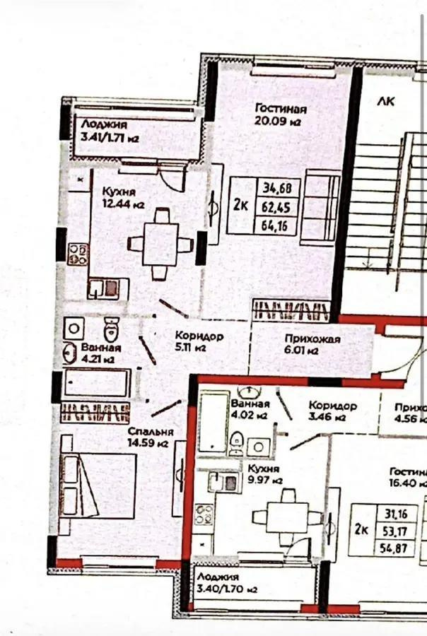 Продажа 2-комнатной квартиры, 64.16 м² в Астане