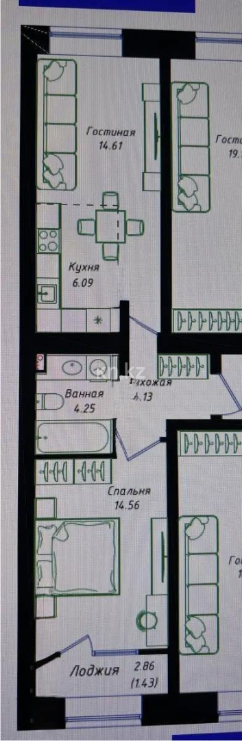 Продажа 2-комнатной квартиры, 45 м² в Астане