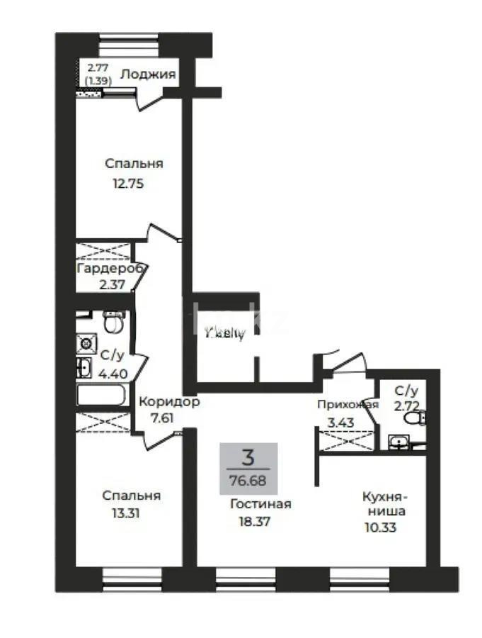 Продажа 3-комнатной квартиры, 77 м² - Продажа квартир в Астане - страница 55 фото 1 из 1