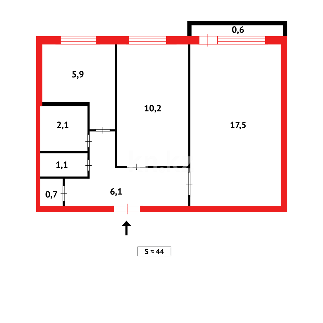 Продажа 2-комнатной квартиры, 44 м² в Караганде - фото 10