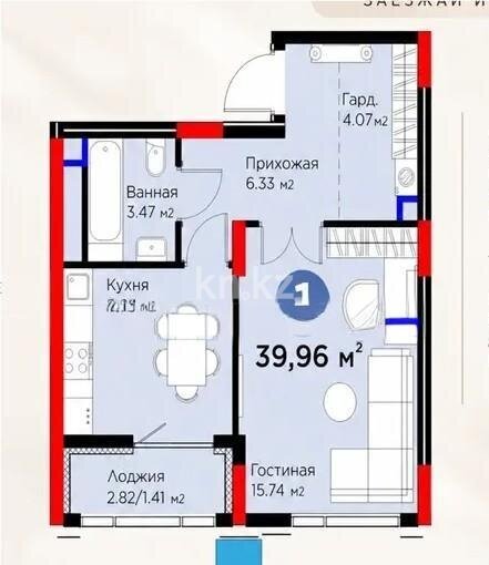 Продажа 1-комнатной квартиры, 40 м² в Астане