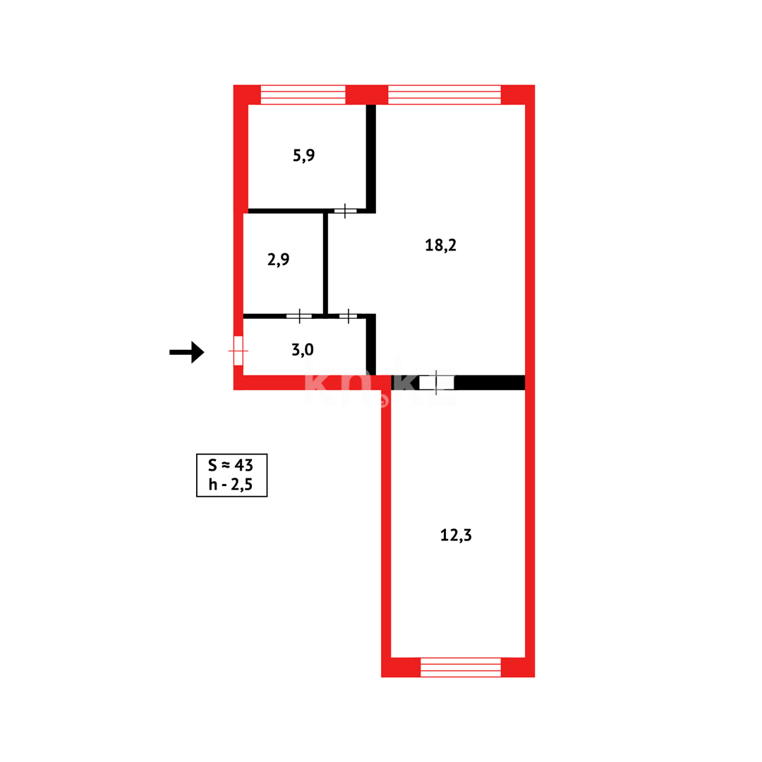 Продажа 2-комнатной квартиры, 43 м², 11 кв-л - Продажа квартир в Караганде фото 9 из 9