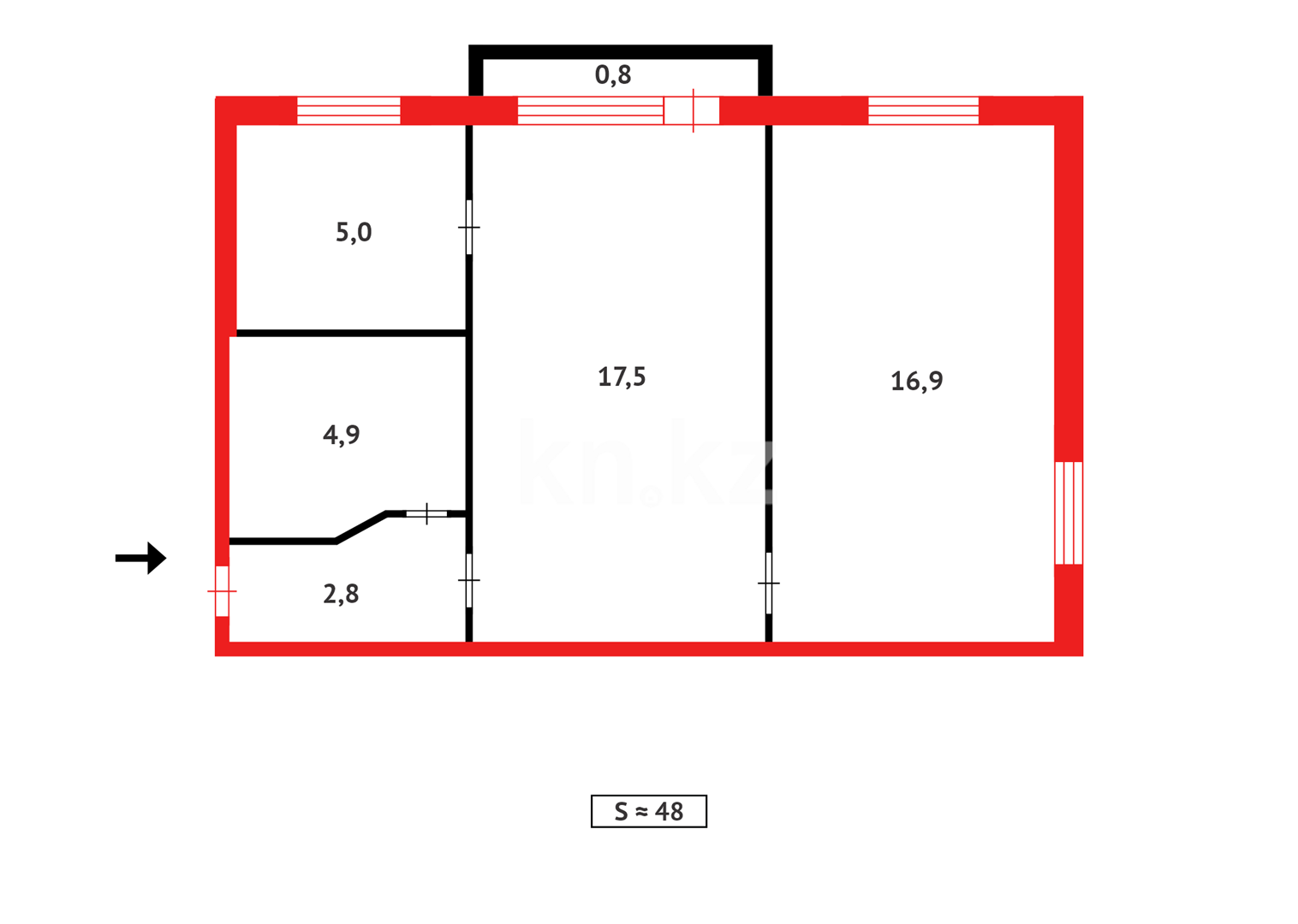 Продажа 2-комнатной квартиры, 48 м² - Недвижимость в Казахстане - страница 12 фото 7 из 7