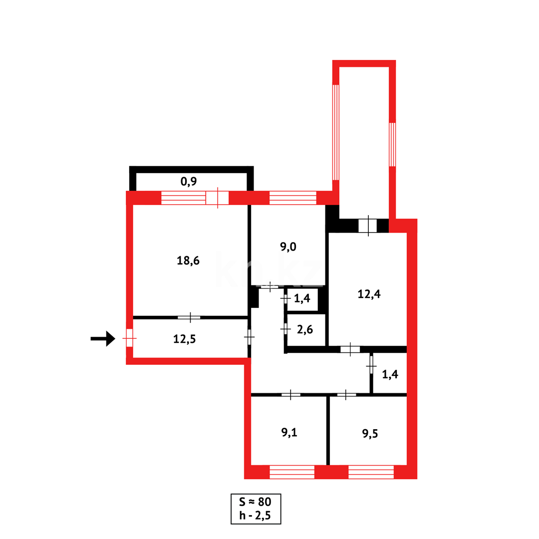 Продажа 4-комнатной квартиры, 80 м², мкр-н Степной-1, дом  5/49 - Продажа  четырехкомнатных квартир в Караганде с фото фото 22 из 22
